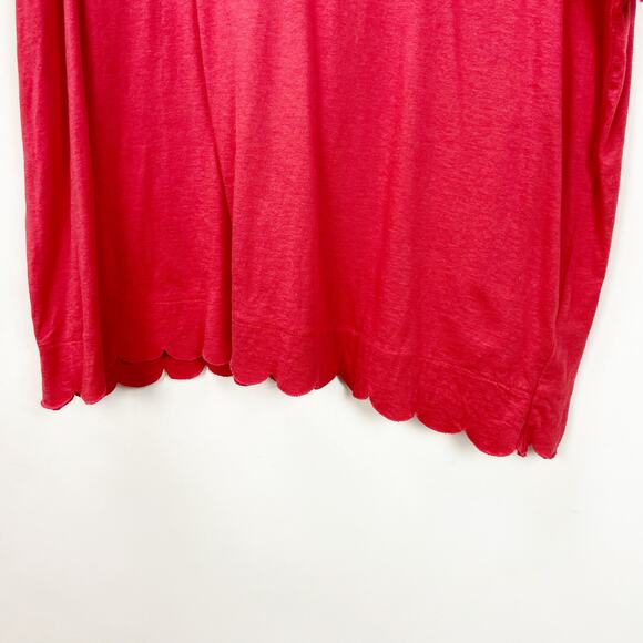 Woman Within 18/20 Large Womens Dark Coral Scallop Hem Tee - Picture 3 of 7